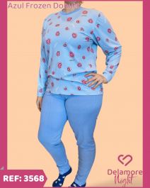 CONJUNTO PIJAMA ADULTO FEMININO DE MALHA SUEDINE ESTAMPADO