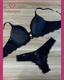 CONJUNTO PRE MOLDADO CORPO RENDA COM BOJO CONFORT MONO E FIO DUPLO