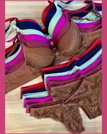 CONJUNTO TRIO PLUS SIZE PRE MOLDADO TACTEL REFORCADO COM RENDA, FIO DUPLO E TANGA