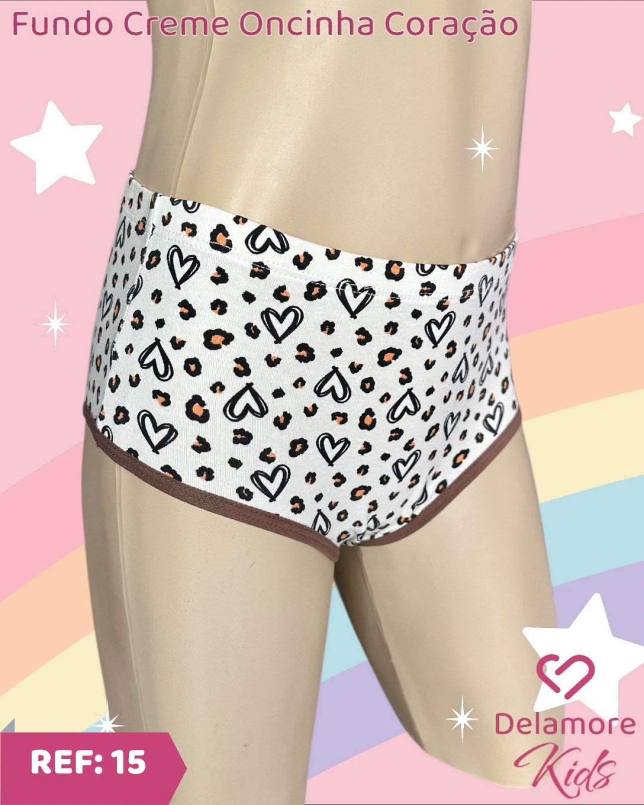 CALCINHA INFANTIL DE COTTON ESTAMPADA ELASTICO EMBUTIDO